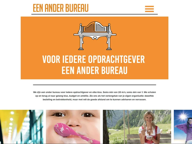 Screenshot of the eenanderbureau.nl website